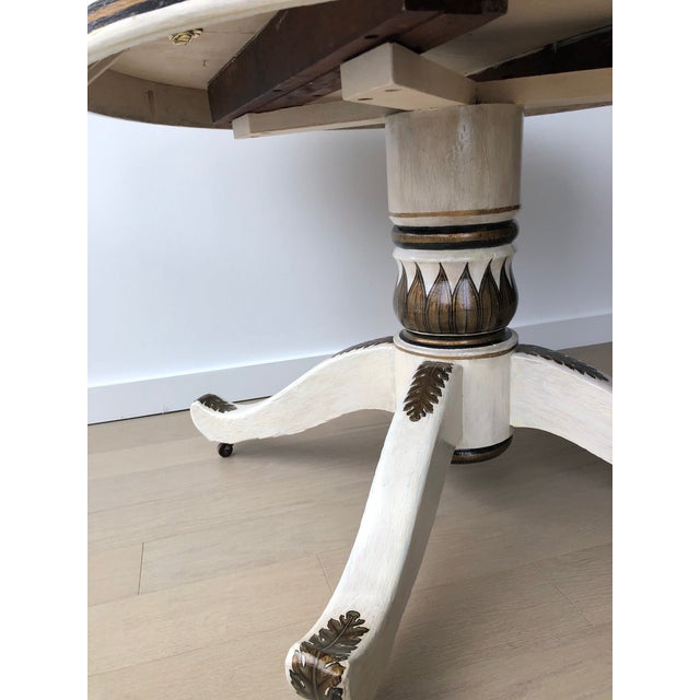 Greco-Roman Hand-Painted Whitewashed Oak Extendable Round ...
