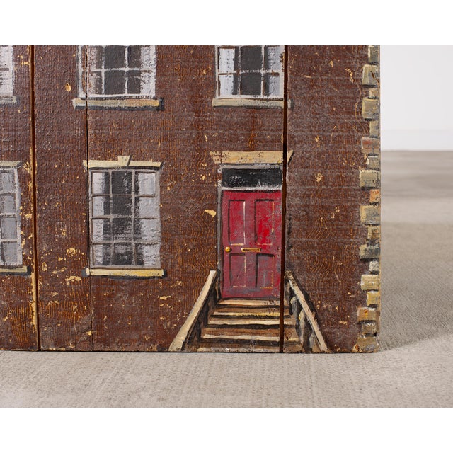 Country English Painted Pine Trunk With Georgian House Facade For Sale - Image 10 of 17