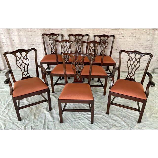 Wood Chippendale Style Dining Chairs, Set of Eight For Sale - Image 7 of 9