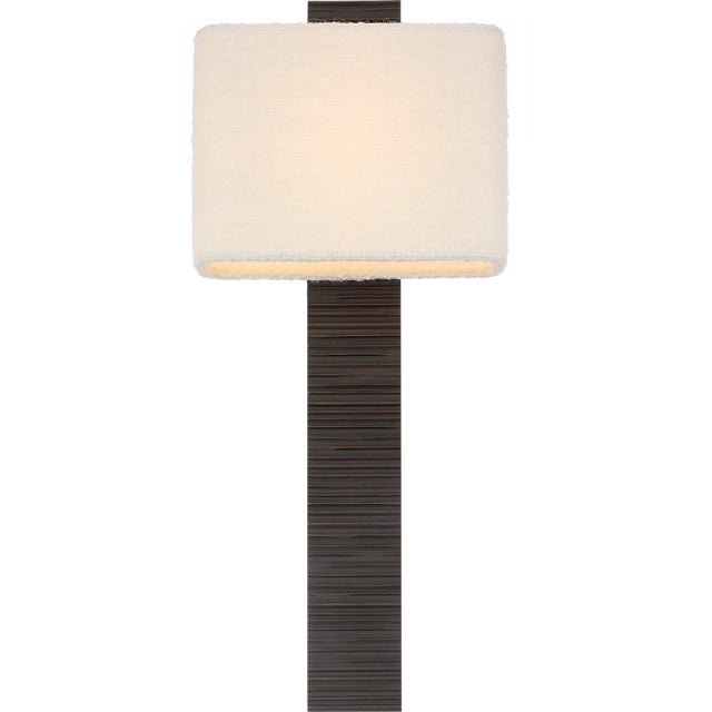 2020s Anne-Marie Barton for Visual Comfort Signature Fumar 23" Tail Sconce in Ridged Carbon with Bouclé Shade For Sale - Image 5 of 12