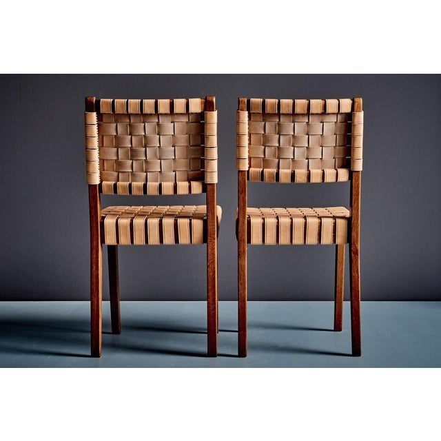 Oak Chairs with Leather Webbing by Jens Risom for Knoll, France, 1950s, Set of 2 For Sale - Image 13 of 15