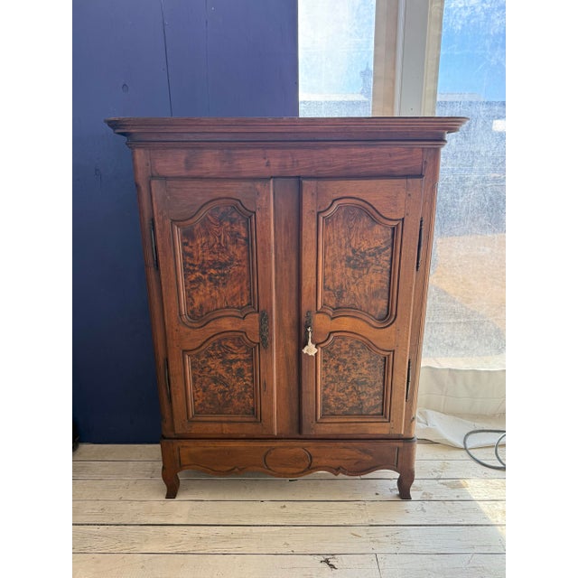 Brown 18th Century French Louis XV Solid Burl Walnut Period Chateau Armoires For Sale - Image 8 of 12