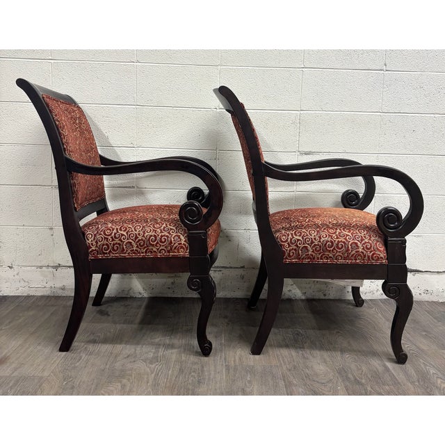 Late 20th Century Vintage Flexsteel French Empire Style Armchairs - Pair For Sale - Image 5 of 13