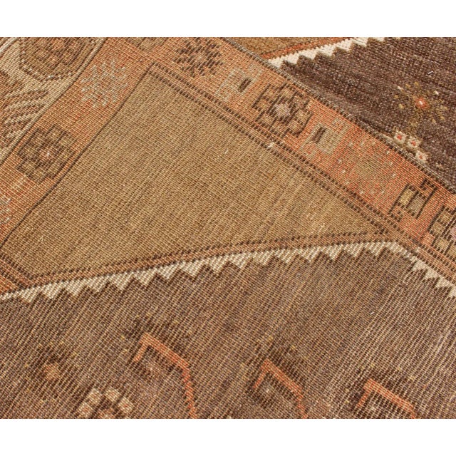 Colorful Vintage Turkish Runner With Diamond Medallions in Lt. Camel and Gray For Sale - Image 12 of 13