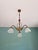 Antique Art Nouveau Chandelier in Brass and Scalloped Frosted Glass, 1890s For Sale - Image 16 of 16