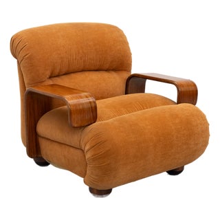 Vintage Italian Chair in Chenille, 1970s For Sale