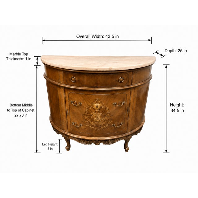 Neoclassical Semicircular Demi-Lune Commode, 19th Century For Sale - Image 13 of 13