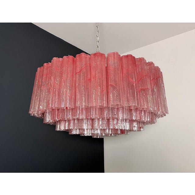 Large Murano Glass Chandelier with 101 Pink Alabaster Glass Tubes, 1990s For Sale - Image 14 of 15