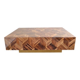 Modern Lesandro Banana Bark Raffia Coffee Table by Made Goods For Sale