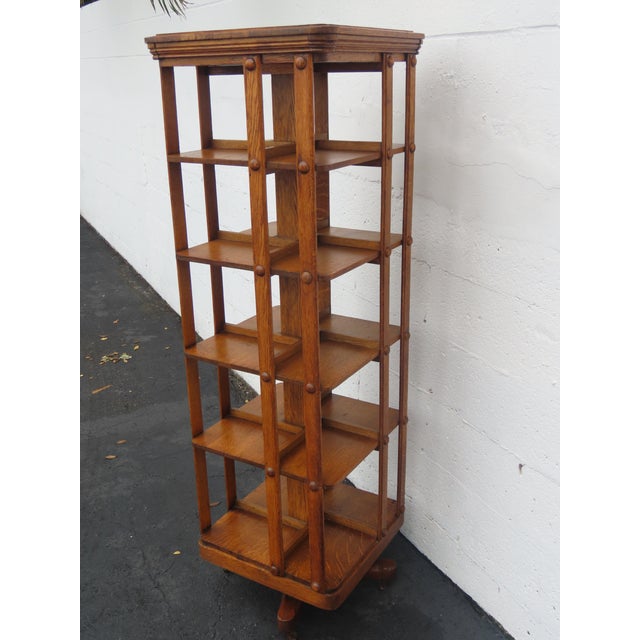 Early 1900s Oak Five Tier Rotating Revolving Bookcase 6894 For Sale - Image 9 of 18