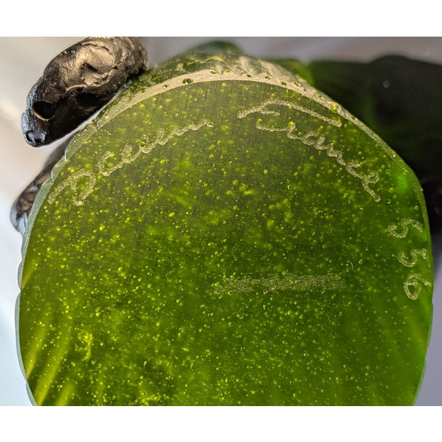 Late 20th Century Daum France Pate De Verre Glass Black Panther in Green Tree For Sale - Image 13 of 16