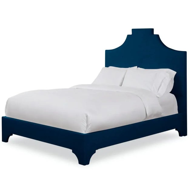 Casa Cosima Nadine Queen Headboard, Navy Velvet For Sale - Image 4 of 5