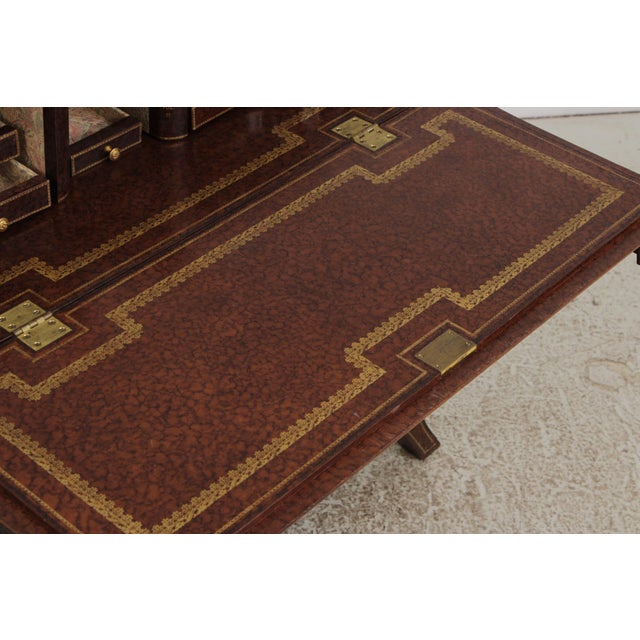 Brown Maitland Smith Leather Wrapped Secretary Desk For Sale - Image 8 of 18