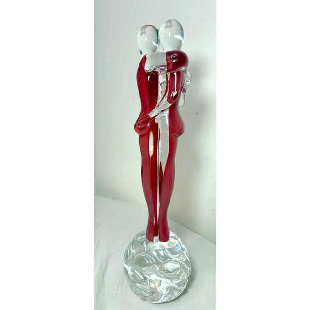 Italian Vintage Hand Blown Italian Murano Glass Fornace Mian Formia Couple Sculpture For Sale - Image 3 of 17