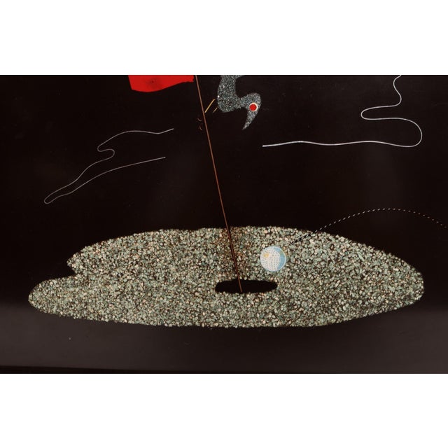 Metal Mid-Century Black Resin Inlaid Shell and Metal Golf Motif "Birdie" Tray by Couroc For Sale - Image 7 of 16