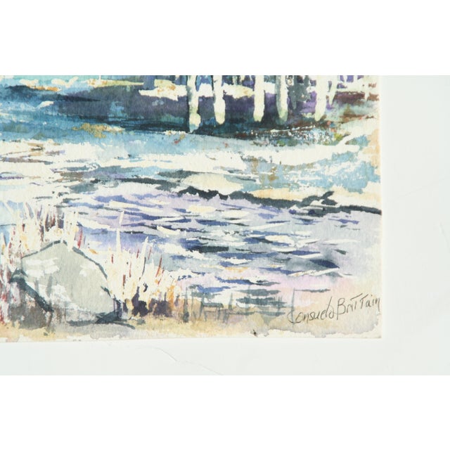 Impressionist 1960s Watercolor Painting Landscape by C. Brittain For Sale - Image 3 of 5