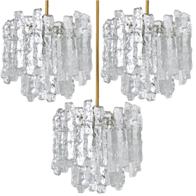 Modern Ice Glass Pendant Light from Kalmar, 1970s For Sale - Image 14 of 16