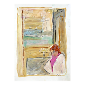 "Woman Reading" Figurative Oil Painting on Paper