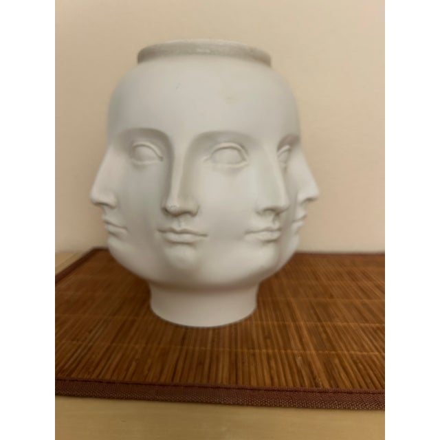 Stunning "Perpetual Face" White ceramic vase in the style of Italian artist Pietro Fornasetti Beautiful abstract perpetual...