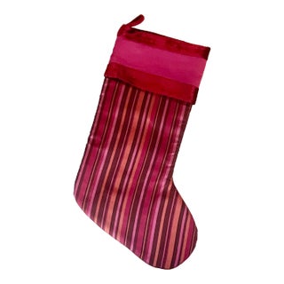 Mid-Century Americana Hollywood Regency Silk Christmas Stocking For Sale