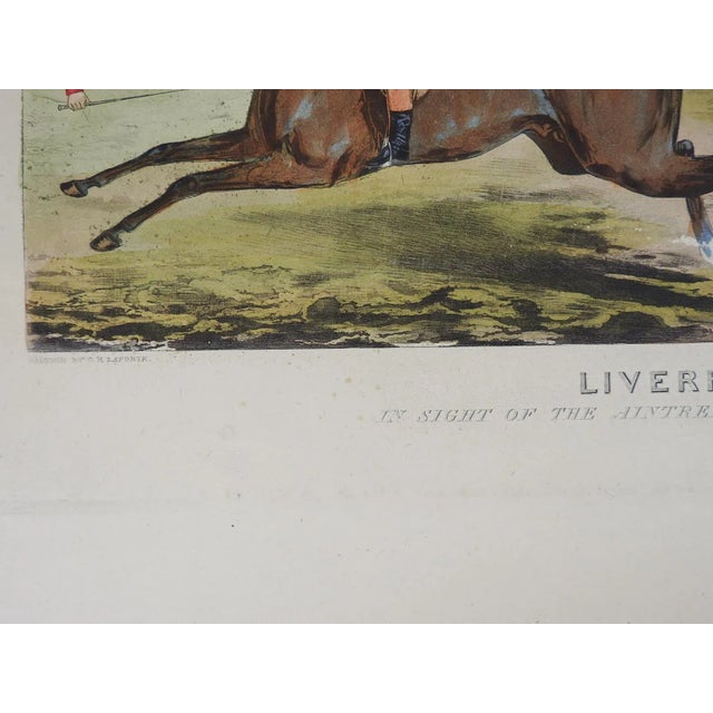 Antique circa 1850's aquatint on paper of the Liverpool Grand National Steeple Chase, The Brook, by the Canal after George...
