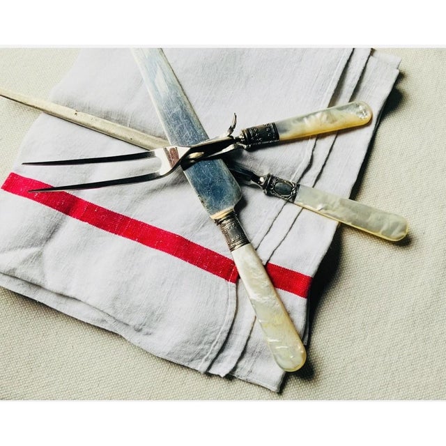 Shell 1900 Sterling Silver & Mother-of-Pearl Carving Set - 3 pcs For Sale - Image 7 of 17