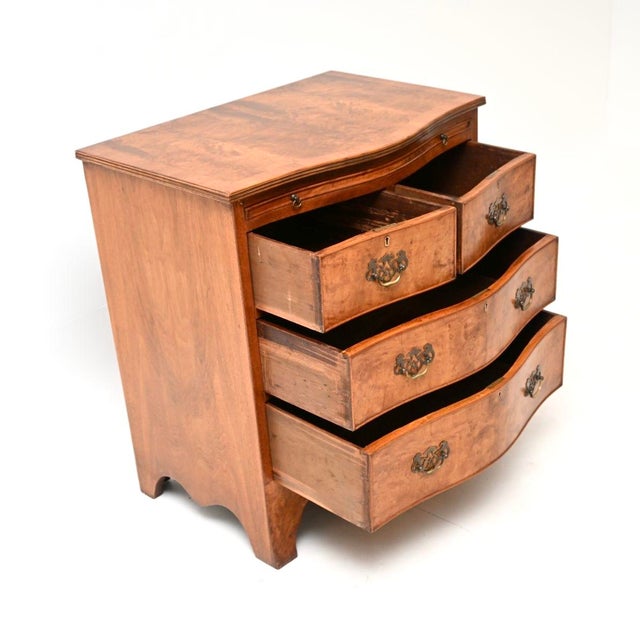 1920s Antique Georgian Burr Walnut Chest of Drawers, 1920s For Sale - Image 5 of 11