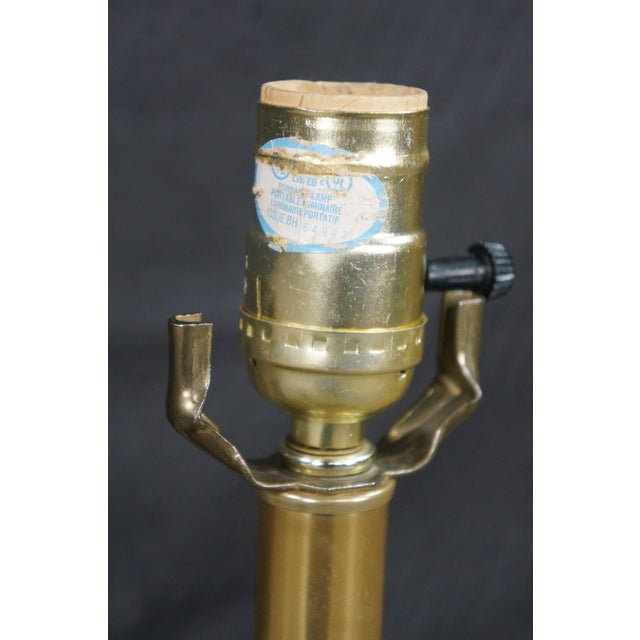 2 Art Deco Hollywood Regency Style Tapered Brass Buffet Table Lamps Pair For Sale - Image 13 of 16