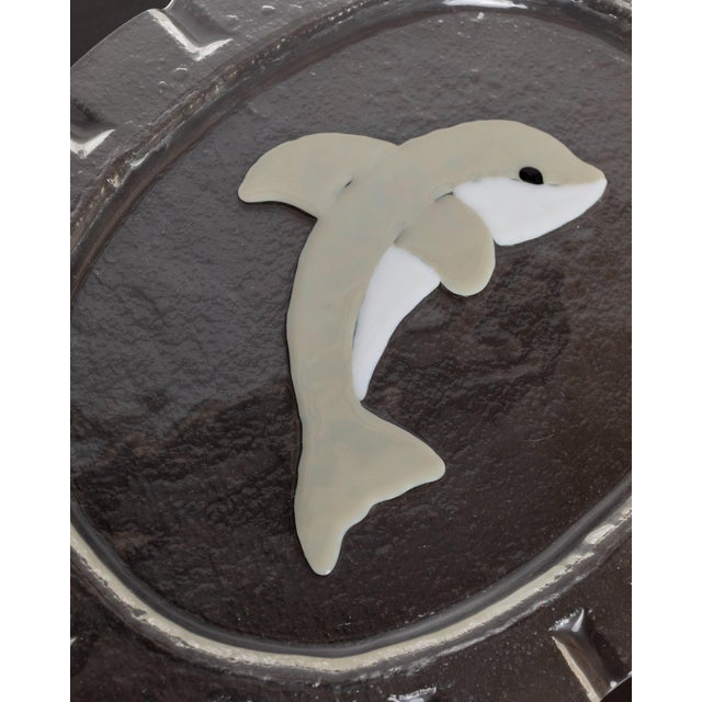 Mid-Century Oval Murano Glass Serving Platter Dolphin, Italy, 1980s For Sale - Image 3 of 12