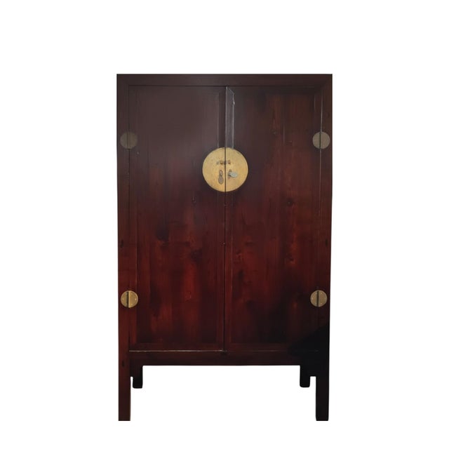 Large 87" Tall Antique Chinese Cabinet W 2 Shelves For Sale