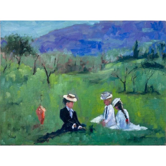 Contemporary Impressionist Oil Painting Figurative Landscape For Sale