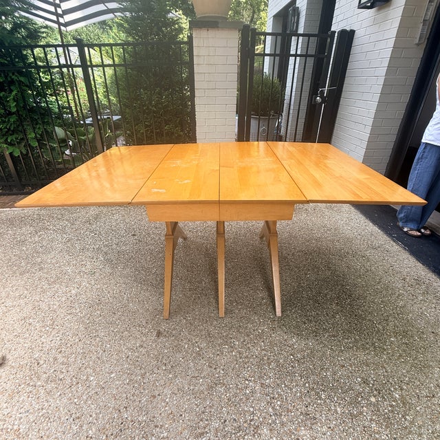 Heywood-Wakefield Mid Century Modern Drop Leaf Dining Table & 4 Chairs For Sale - Image 4 of 17