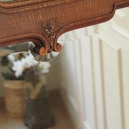 Glass Vintage Wall Mirror with Decorative Peasant Motif, 1920s For Sale - Image 7 of 18