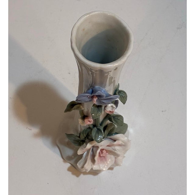 Ceramic Vintage Floral Porcelain Bud Vase For Sale - Image 7 of 8