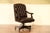 American Tufted Brown Leather Executive Swivel Chair With Brass Nailhead Trim and Casters For Sale - Image 3 of 17