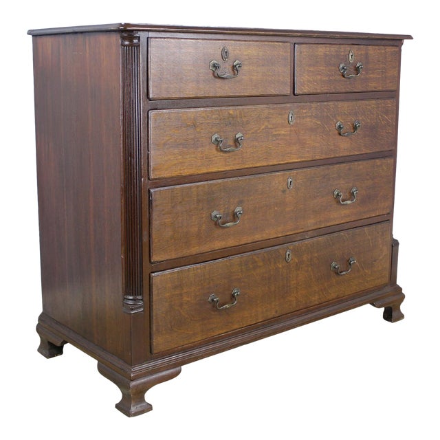 Late 18th Century English Quarter Column Oak Chest of Drawers with ...