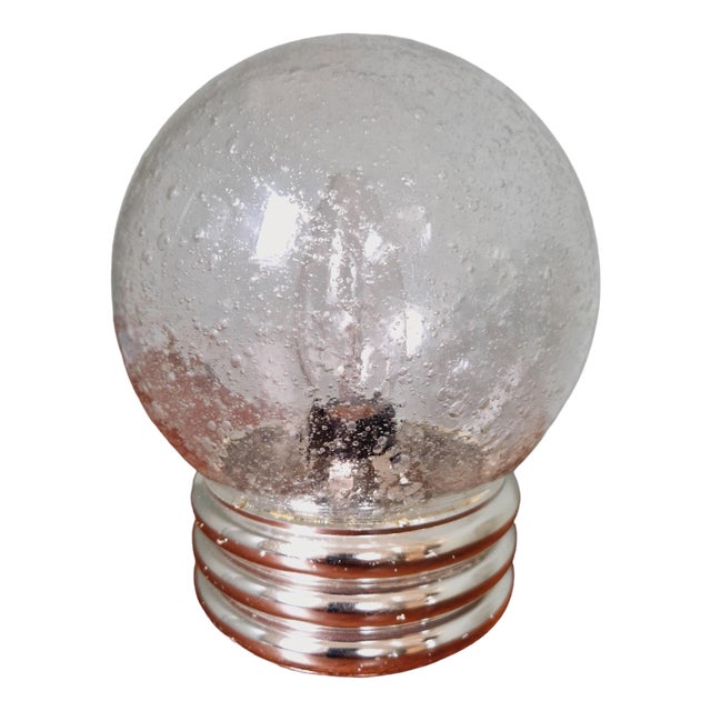 Space Age Table Lamp in Bubbled Glass, 1970s For Sale