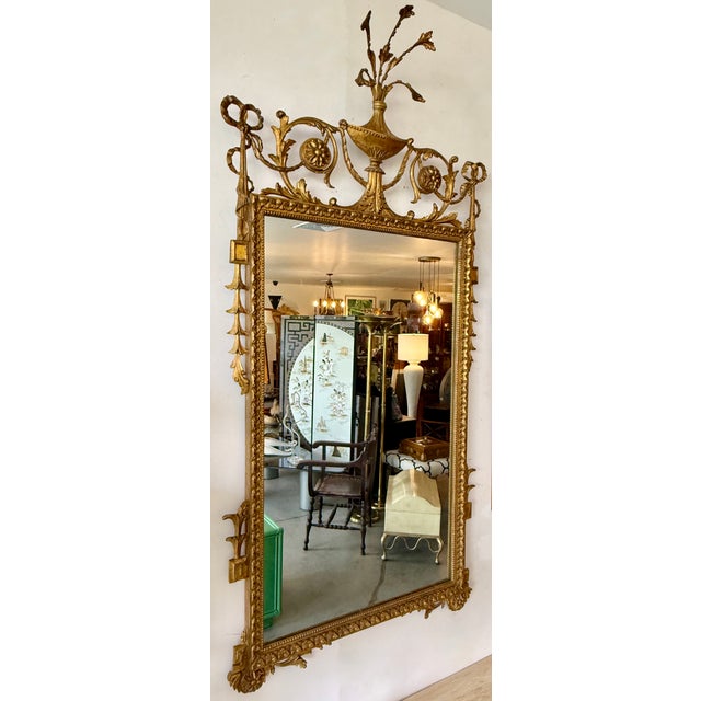 Traditional Robert Adam Style British Georgian Giltwood Wall Mirror For Sale - Image 3 of 9