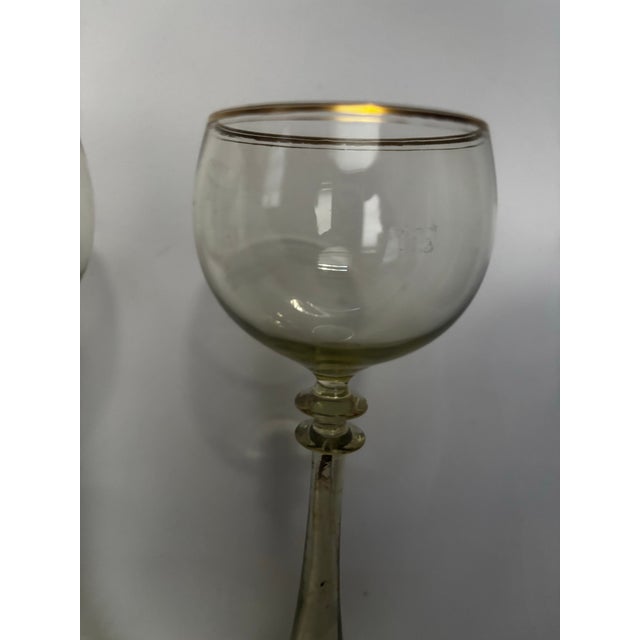 Glass Antique Pistachio-Green Römer Glasses, by Theresienthal, Circa 1900 — Pair For Sale - Image 7 of 7