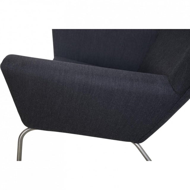Set of Wingchair with Ottoman in Grey Fabric by Hans Wegner, 2019 For Sale - Image 15 of 18