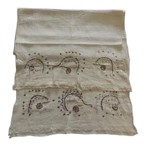 Antique Turkish Embroidery Linen With Metallic Threads Towel