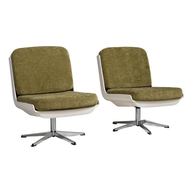 Pair of Variopur Space Age Upholstered Swivel Chairs, Antique, Germany, Circa 1970 For Sale