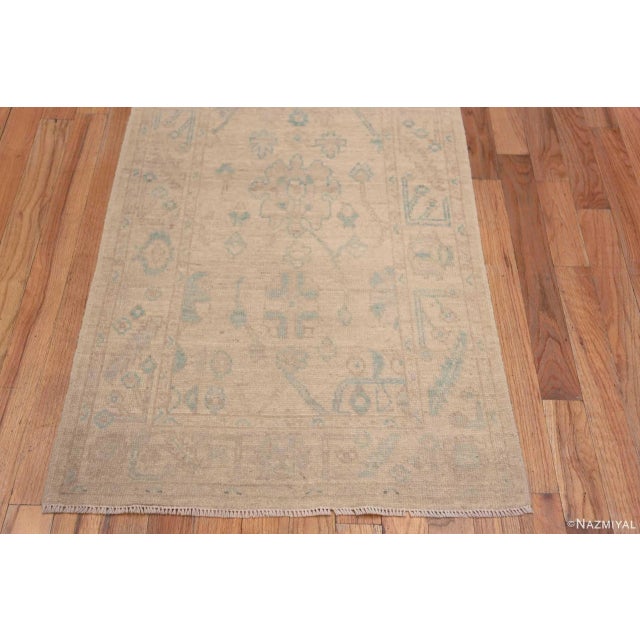 Ivory Soft Pastel Ivory Cream Modern Turkish Oushak Design Runner Rug For Sale - Image 8 of 12