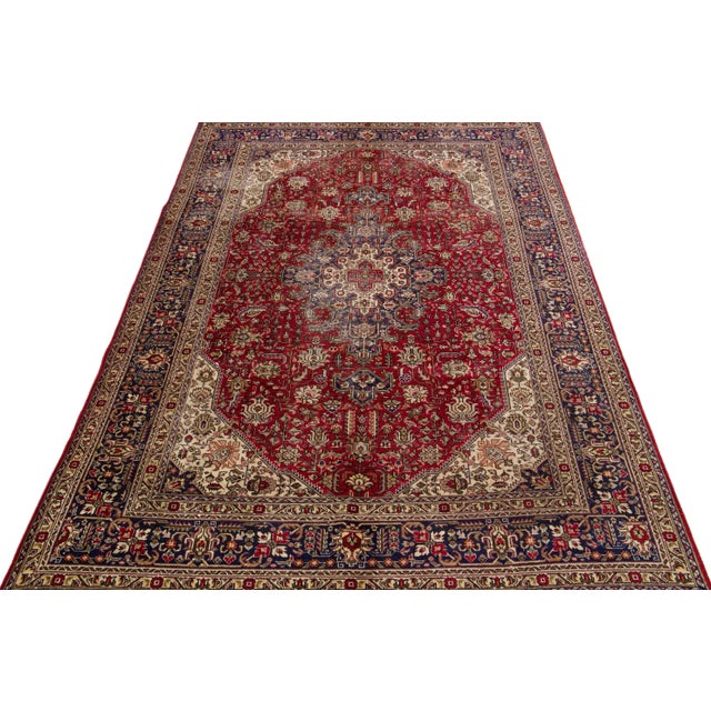 Persian 1960s Vintage Persian Tabriz Handmade Medallion Brown Wool Rug For Sale - Image 3 of 7