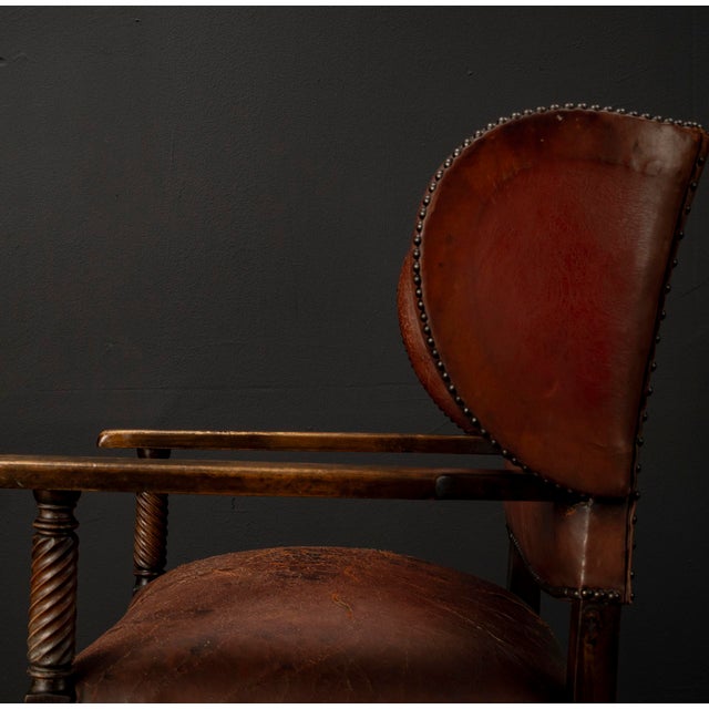 Vintage Leather Chimney Armchair 1920s For Sale - Image 18 of 18