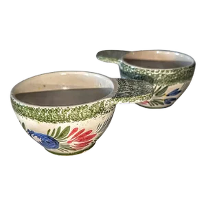 Early 20th Century Hb Quimper Pair of Small Soup or Porridge Cups