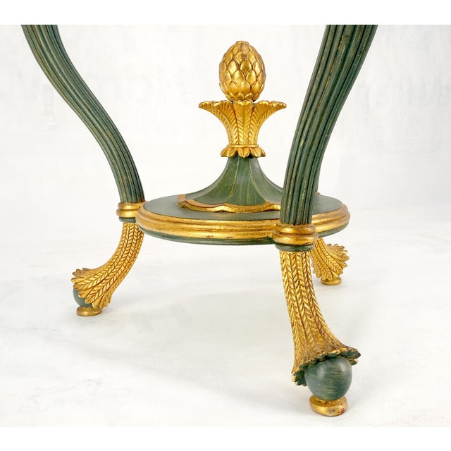 Italy Decorative Carved Painted 28" Round Glass Top Gueridon Lamp Center Table For Sale - Image 12 of 16