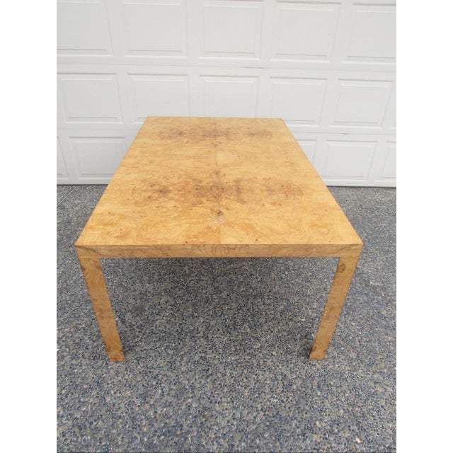 Burl Walnut Extendable Parsons Dining Table by Edward Wormley for Dunbar For Sale - Image 9 of 18