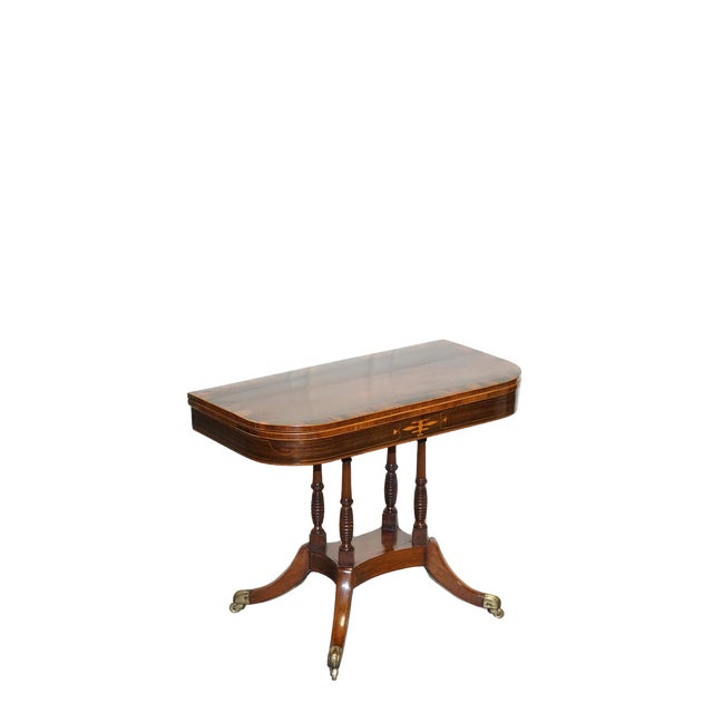 Georgian Folding Games Table with Brass Castors For Sale