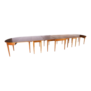 Monumental Quigley of Chicago Tiger Maple Banquet Table - Adjustable to 17.5' - French Directoire Style, Mid 20th Century